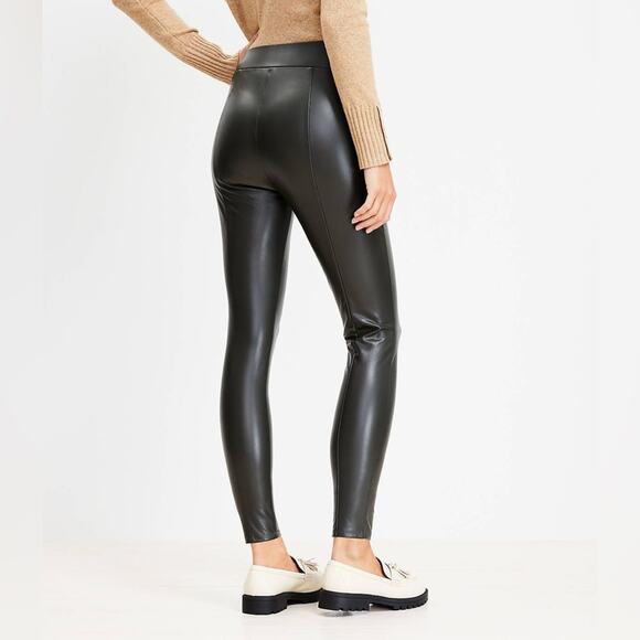 NWT Loft Faux Leather Black Leggings With Back Seam Size Medium - Picture 6 of 12